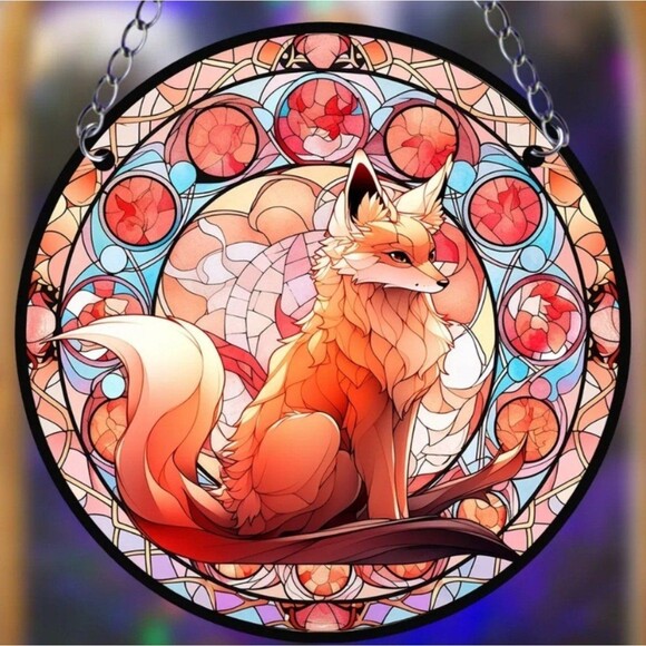 Other - Colorful stained glass fox window suncatcher art decor